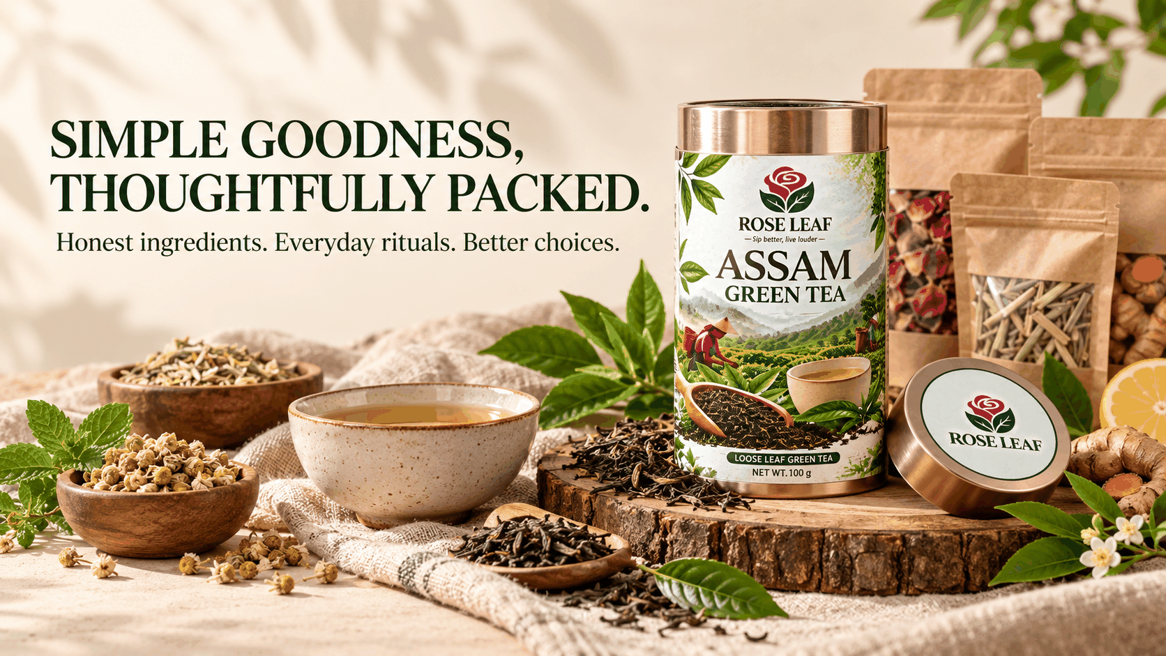 Rose Leaf Foods thoughtfully packed tea
