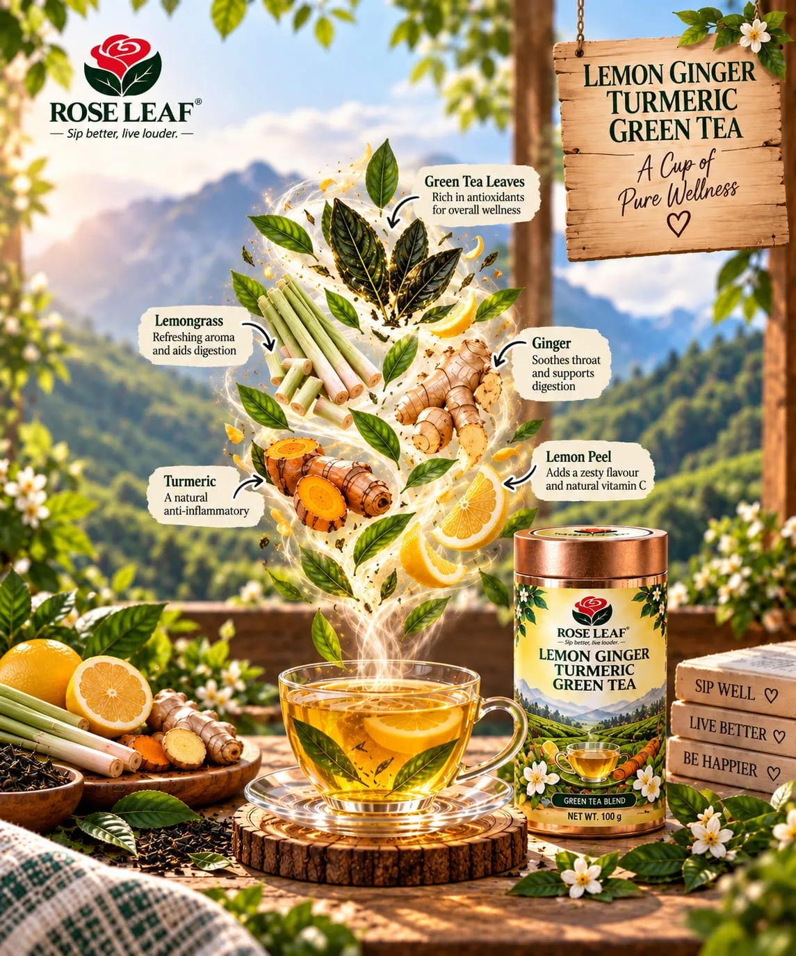 Lemon Ginger Turmeric Green Tea