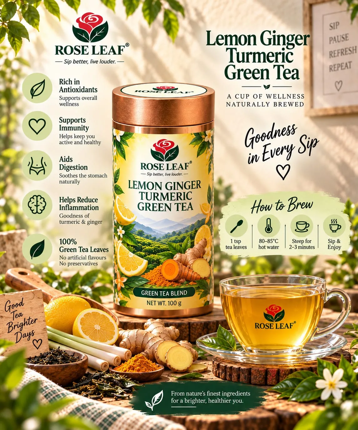 Lemon Ginger Turmeric Green Tea